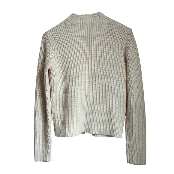 Athleta Asymmetrical Zip Sweater Merion Wool Cream Cozy Warm Size Small - Picture 2 of 10